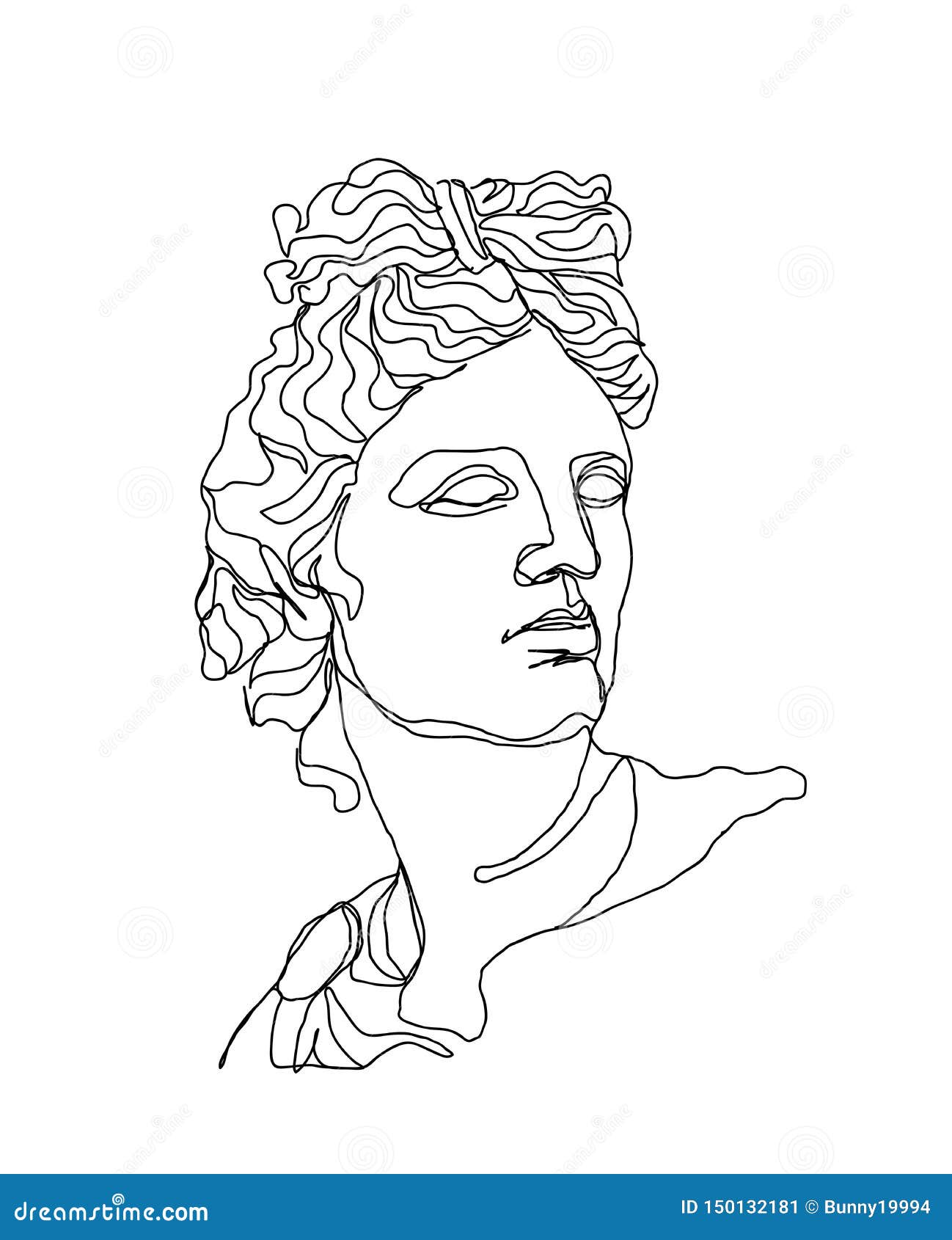 one line drawing skech. apollo sculpture.modern single line art, aesthetic contour. perfect for home decor such as posters